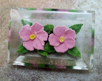 ヴィンテージ ルーサイト リバース カービング フラワーベース