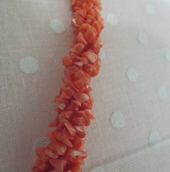 Necklace Coral Chip Five Twisted Strand Necklace Long Gem