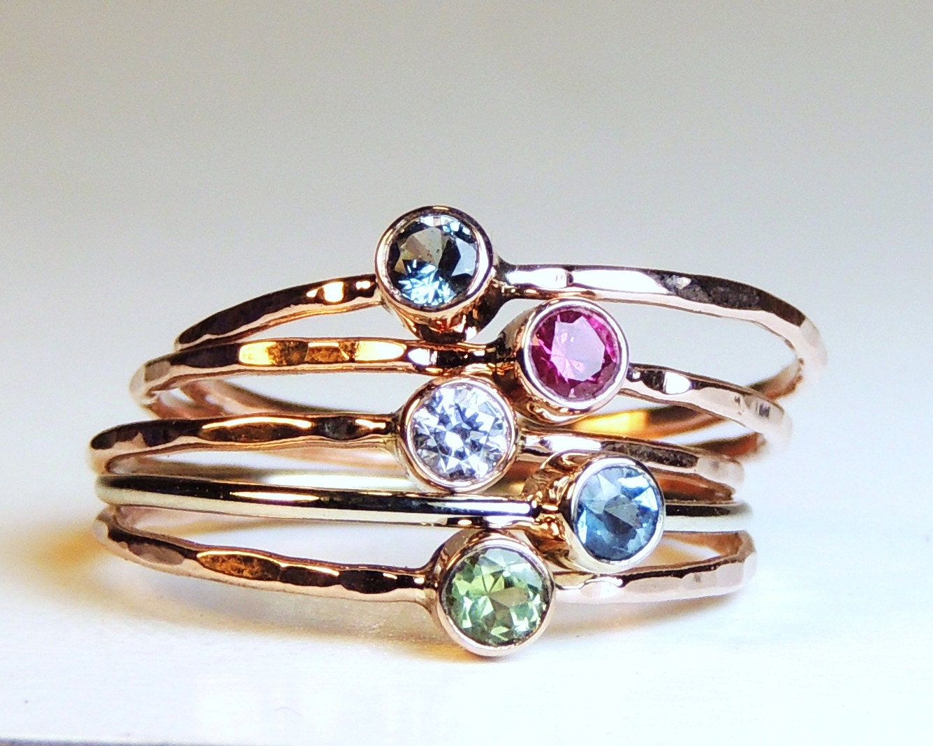 Birthstone Ring Tiny Stacking Ring Gemstone Ring Stackable Etsy