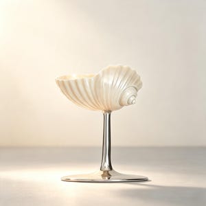 Handmade Seashell Wine Glass, Natural Conch Shell Martini Goblet, Coastal Beach Wedding Decor, Bridesmaid Gift Idea