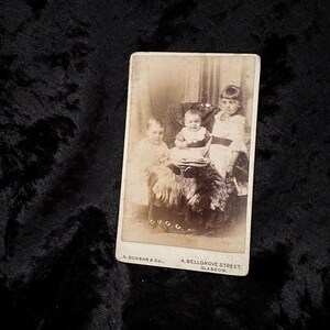 Antique vintage Victorian Edwardian 1800s early 1900s CDV photo cabinet card of siblings children carte de visite ephemera curio photograph