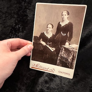 Antique vintage Victorian Edwardian late 1800s early 1900s large CDV photo cabinet card of sisters carte de visite ephemera curio photograph