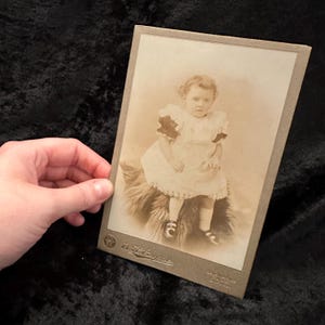 Antique vintage Victorian Edwardian 1800s 1900s large CDV photo cabinet card of a little girl carte de visite ephemera curio photograph