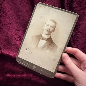 Antique vintage Victorian Edwardian late 1800s early 1900s large CDV photo cabinet card of gentleman carte de visite ephemera photograph