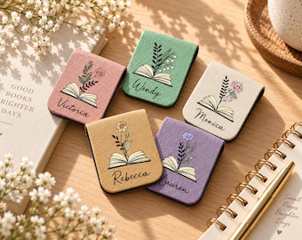 Personalisiertes magnetisches Lesezeichen mit Geburtsblume, Lesezeichen mit individuellem Namen, florales Lesezeichen als Geschenk, Geschenk für Bücherliebhaber, Lesezeichen für Sie, Weihnachtsgeschenk