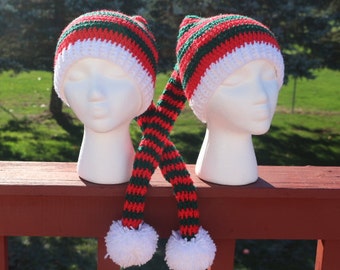 Long Tail Hat, Crochet Hat, Christmas  Elf Hat,Newborn Hat,Christmas Hat, Crochet Elf Hat, Boy Hat, Girl Hat,Ready to Ship