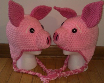 Crochet Pig Hat, Newborn  Piggy Hat, Girl Piggy hat, Toddler Pink Hat, Baby Pig  Hat, Animal Piggy Hat, Pink Hat, one hat per price