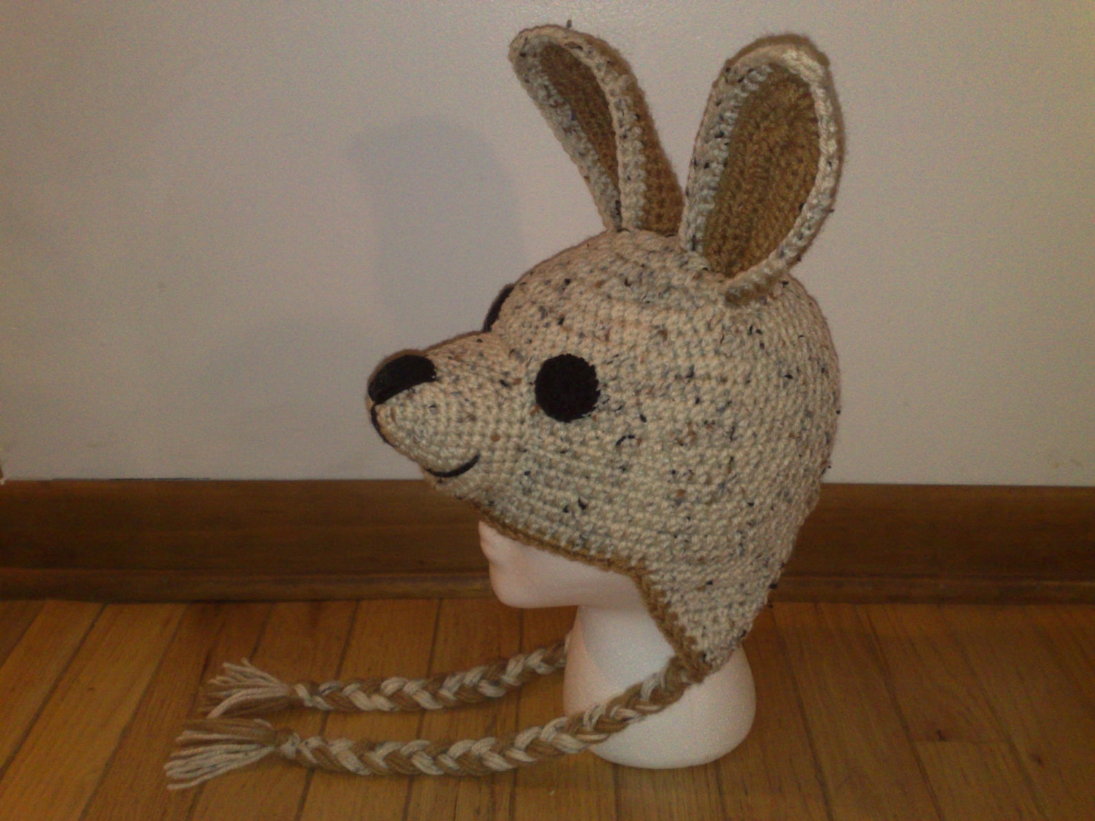 Kangaroo Hat, Crochet Kangaroo Hat, Ear Flap Kangaroo Hat, Crochet Hat