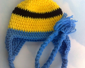 Ear Flap Hat, Yellow Hat, Newborn Hat, Girls-Boys Hat, Crochet Hat, Crochet Newborn Hat, Crochet Toddler Hat, Ready to Ship