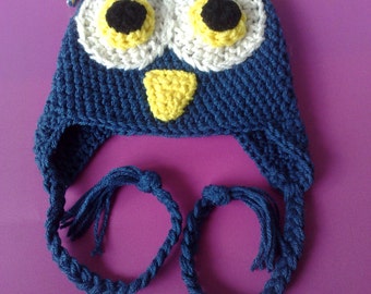 Crochet Owl Hat, Crochet Hat, Newborn Hat, Boys Owl Hat, Girl Owl  Hat, BabyOwl  Hat, Owl Costume Hat, Owl Ear Flap Hat,  Ready to Ship