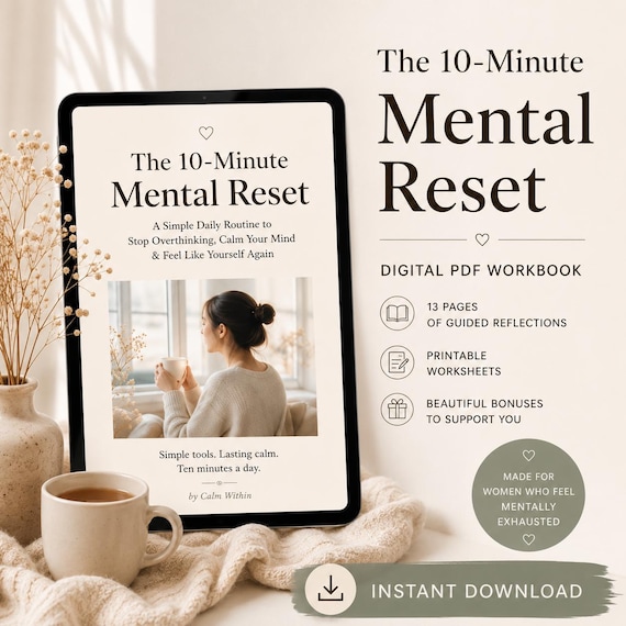 Mental Reset Bundle | Guided Journal, Self-Care Workbook, Printable Planner, Reflection Worksheets, Instant Digital Download