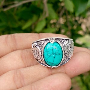 Sterling zilveren ring met turkoois, statement sieraden in western cowboystijl.