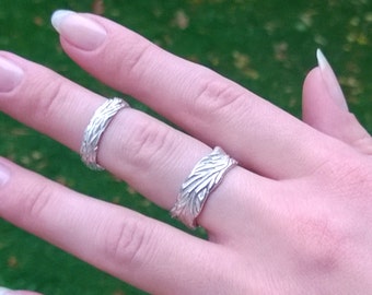 band silver twig branch rings