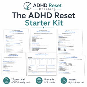 The ADHD Reset Starter Kit l ADHD Planner Printable Bundle l Daily & Weekly Worksheets l Brain Dump, Routine, Low-Energy l Digital Download