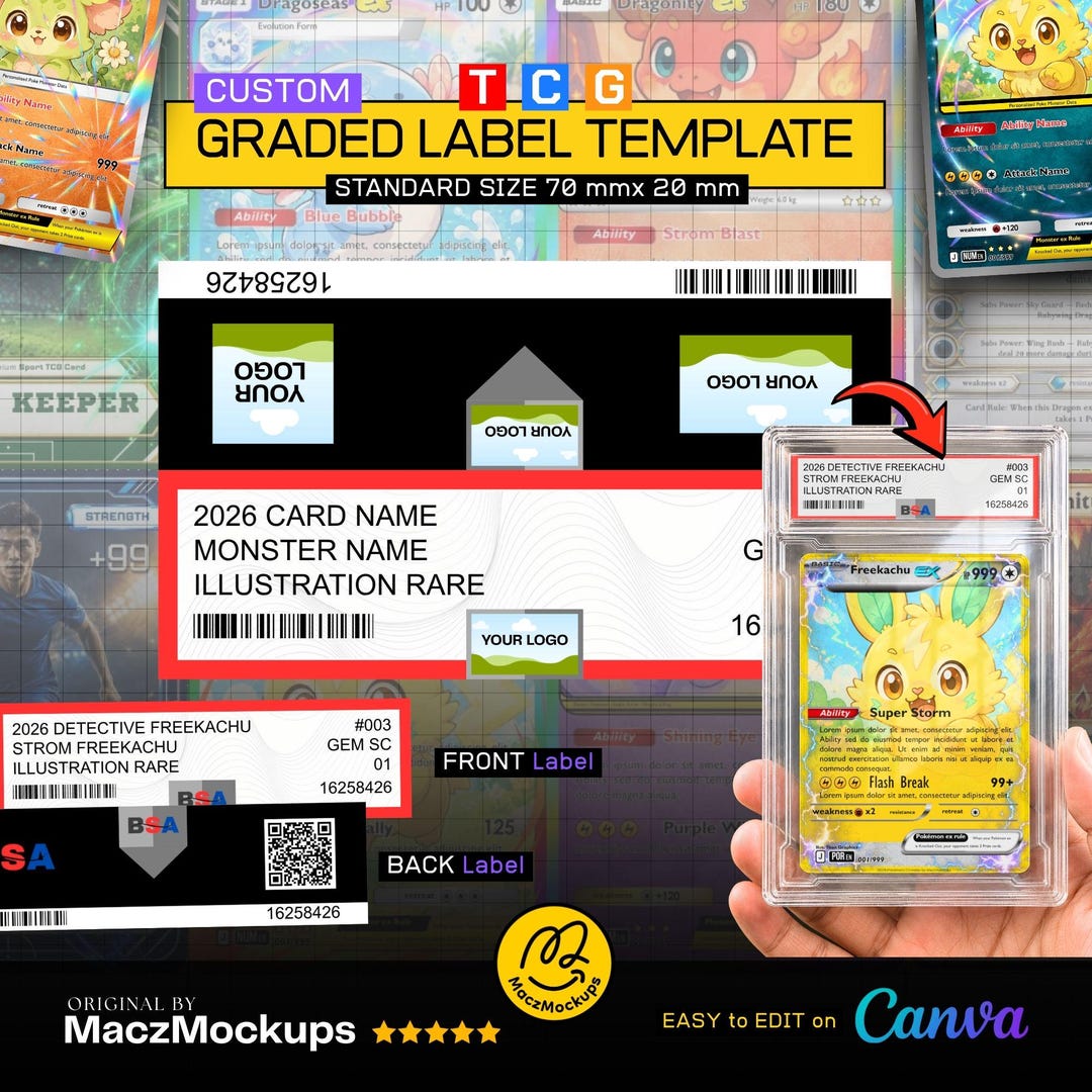 Labelling A Problem Editable Trading Card Label Template | Graded Style Label (digital ...
