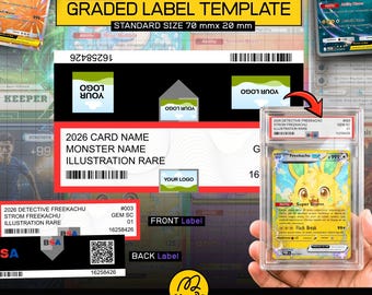Editable Trading Card Label Template | Graded Style Label (Digital Download) - Personal Collection Organizer