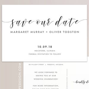 Calligraphy Save the Date Postcard, Magnet, Flat Card, Save the Date Magnet, Minimal Save the Date, Wedding Save the Date, Save our Date image 2