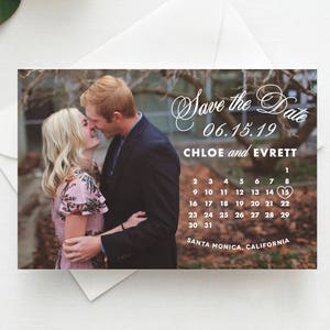 Calligraphy Calendar Save the Date, Postcard, Magnet, Calendar Photo Save the Date, Save the Date Calendar, Save the Date