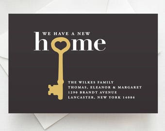 Key Moving Announcement Postcard, Magnet, Flat Card, New Home Card, New Address Card, New Home Announcement, Change of Address Magnet
