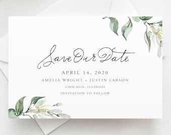 Greenery Save the Date Template, DIY Bohemian Save the Date, Rustic Save the Date, Greenery Save the Date, DIY Instant Download, SAV1