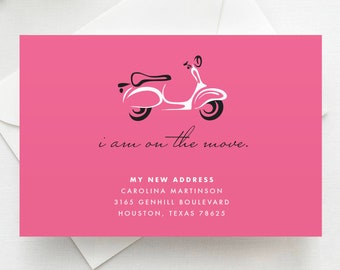 Scooter Moving Announcement Postcard, Magnet, Flat Card, New Home Card, New Address Card, New Home Announcement, Change of Address Card