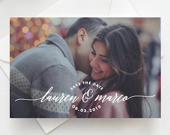 Lettering Photo Save the Date Postcard, Magnet, Flat Card, Save the Date Magnet, Photo Wedding Magnet, Wedding Save the Date