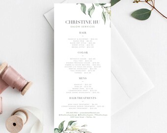 Greenery Salon Price List Menu Template (DIY Instant Download)