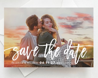 Handwritten Photo Save the Date Postcard, Magnet, Flat Card, Save the Date Magnet, Photo Wedding Magnet, Wedding Save the Date