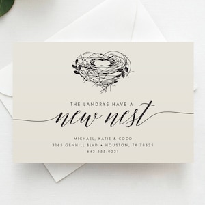 New Nest Moving Announcement Postcard, New Address Magnet, New Home Card, New Address, New Home Announcement, Change of Address Card