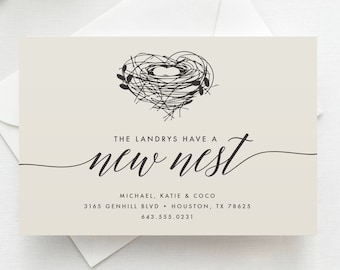 New Nest Moving Announcement New Address Magnet, New Home Card, New Address Announcement, Change of Address Template, Instant Download, MOV1