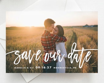 Handwritten Photo Save the Date Template, DIY Save the Date, Save the Date with Photo, Save the Date Digital File, Instant Download, PSD1