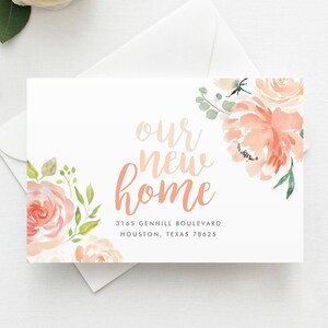 Floral Moving Announcement Template, Our New Address, New Home, New Address Announcement, Change of Address Template, Instant Download, MOV1