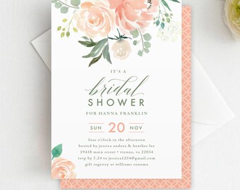 Printed Floral Bridal Shower Invitation: Watercolor Flower Invite