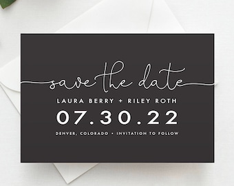 Modern Calligraphy Save the Date Template (Digital Download)