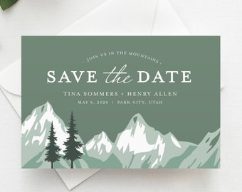 Mountain Save the Date Template, Mountain Range, Editable Save the Date Download, Join Us in the Mountains, Instant Download, SAV1
