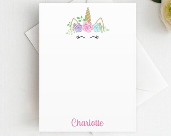 Unicorn Personalized Stationery: Kids Thank You Notecards