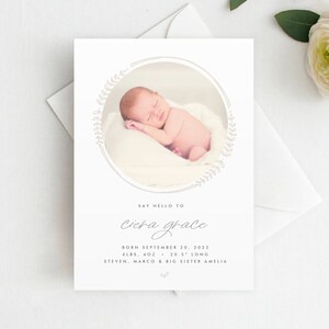 Faire-part de naissance imprimé photo bohème, nouveau bébé fille, faire-part de naissance fille, faire-part de naissance fleur, bienvenue petit garçon, Bohème