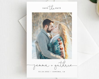 Minimal Photo Save the Date Postcard, Printed Save the Date Card, Save the Date Magnet, save the date with envelope, modern save the date