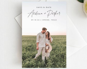 Modern Photo Save the Date, Magnet Photo Save the Date, Printed Minimal Photo Save the Date, Modern Save the Date with pic, Engagement Photo