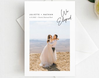 Printed Photo Elopement Announcement, Printed Elopement Card, We Eloped Card, Wedding Reception Invitation, Elopement Reception Invitation