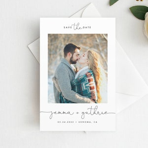 Carte postale « Save the Date » minimale avec photo, carte « Save the Date » imprimée, aimant « Save the Date », réservez la date avec une enveloppe, réservez la date moderne
