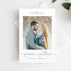 Minimal Photo Save the Date Postcard, Printed Save the Date Card, Save the Date Magnet, save the date with envelope, modern save the date