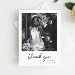 Wedding Thank You Card, Stationery Set, Newlywed Thank You, Wedding Photo Thank You Card, Bridal Thank You, Personalized Thank You Card, P1