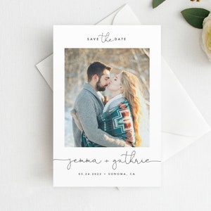 Minimalist Save the Date, clean save the date, Photo save the date, modern save the date, Template, Instant Download, PSD1