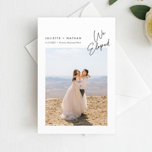 Printed Photo Elopement Announcement, Printed Elopement Card, We Eloped Card, Wedding Reception Invitation, Elopement Reception Invitation