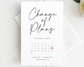 Printed Marker Calendar Save the Date, Postponed Date Announcement, Save the New Date, Change of Plans, Postponement Card, Postponed