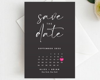 Minimal Save the Date Calendar Template, Modern Save the Date Calendar, Save the Date Template, Instant Download, Save the Date Files, SAV1