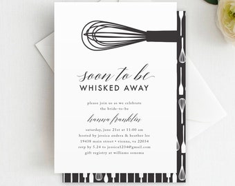 Printed Whisked Away Bridal Shower Invitation, Shower Invitation, Whisk Shower, Whisk, Kitchen Bridal Shower, Bridal Shower, Cooking Shower