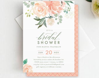 Floral Bridal Shower Invitation,, Watercolor Flowers, Flower Bridal Shower, Floral Shower Invitation Template, Instant Download, BRD1