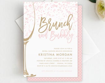 Brunch & Bubbly Bridal Shower Invitation, Brunch and Bubbly, Birthday Invitation, Bridal Shower Brunch, Champagne Brunch, Champagne Invite